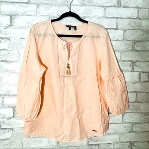 Ellen Tracy peach Blouse Sz L